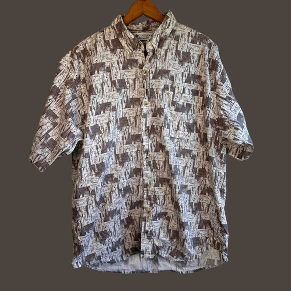 Vintage Columbia Fish Print Short Sleeve Button Down - Picture 1 of 8